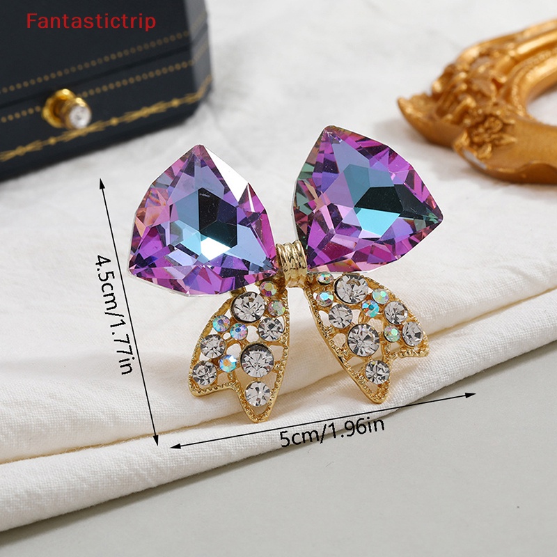 Ghim Cài Áo Hình Nơ Đính Đá Pha Lê &amp; Ngọc Trai Thời Trang Cho Nữ