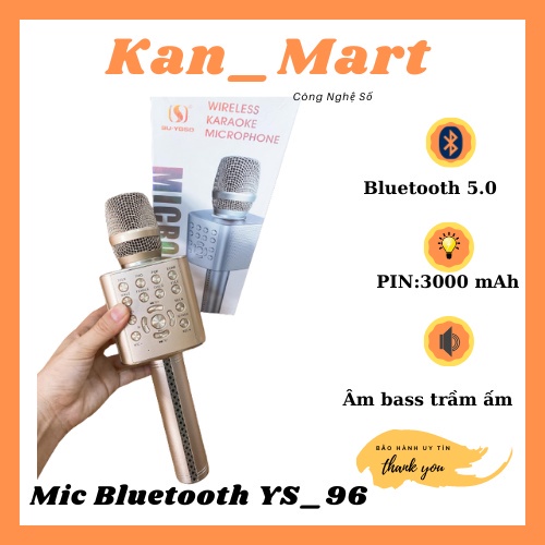 Micro karaoke YS96 cao cấp, Micro karaoke bluetooth không dây thay đổi giọng hát,tích hợp livestream, Bảo hành 6 tháng