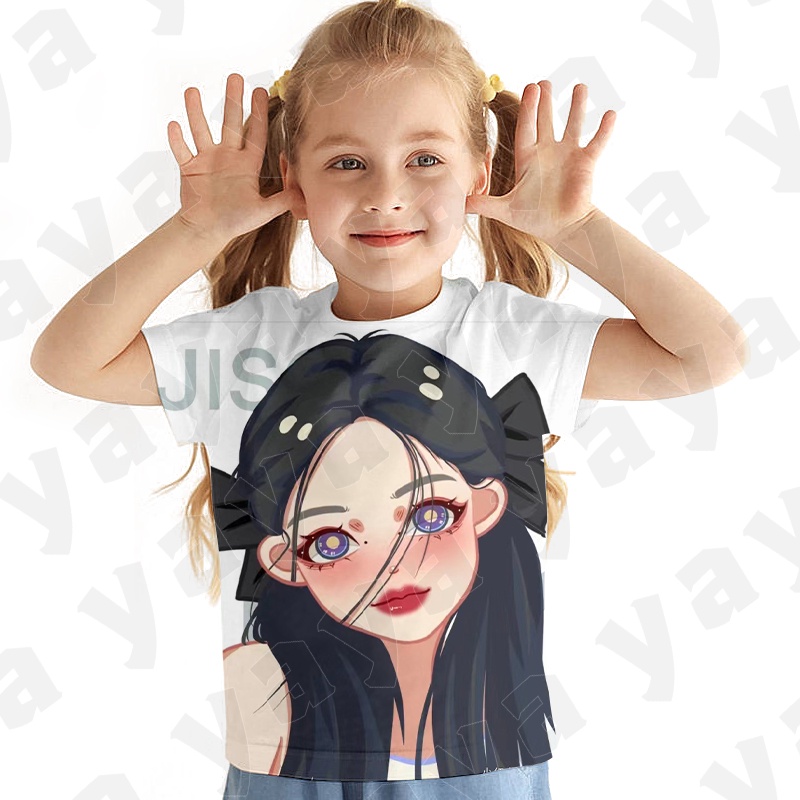 Áo Thun Tay Ngắn In Hình Blackpink 3D Thời Trang Mùa Hè Cho Bé Gái