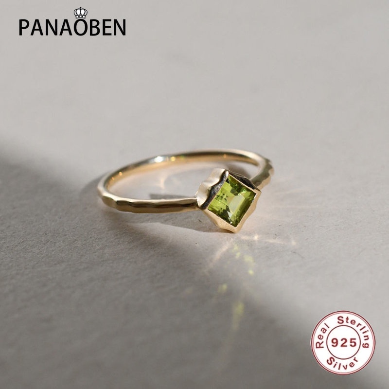 ♥ Nhẫn Bạc Trung Tính Dạng Mở Đính Đá Quý Xanh Lá Đơn Giản Thời Trang Cao Cấp Có Thể Điều Chỉnh Quyến Rũ Cho Nữ