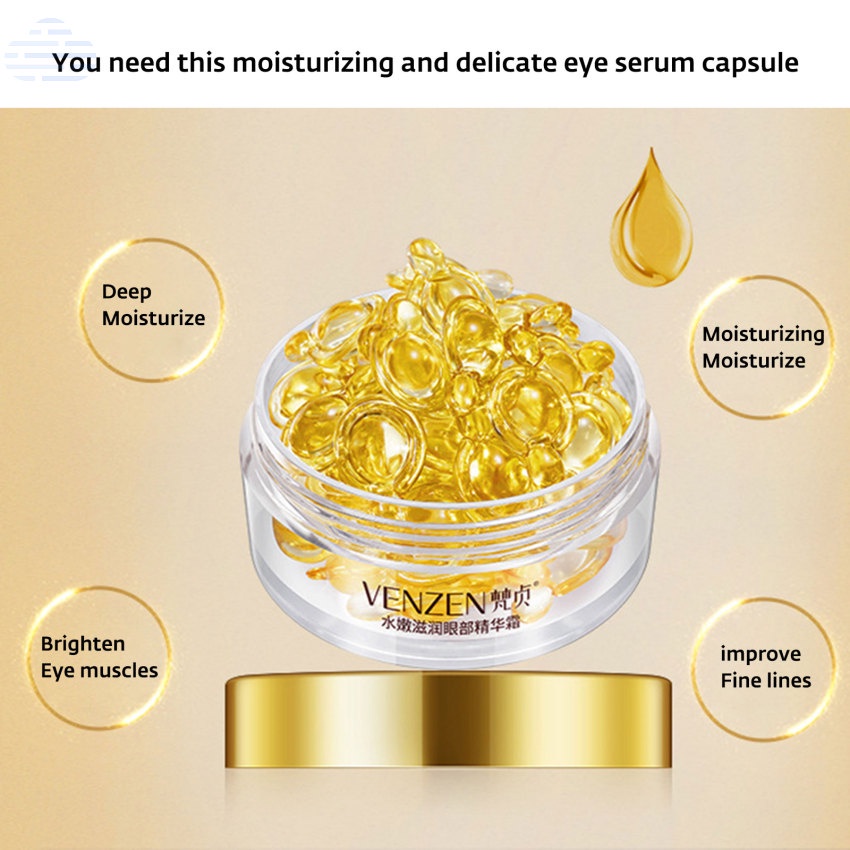 Kem Dưỡng Da Mắt Dạng Viên Nang Chứa Vitamin E Placenta Dưỡng Ẩm Chống Bọng Mắt Chống Nếp Nhăn Lão Hóa Xóa Mờ Quầng Thâm Hiệu VENZEN 30