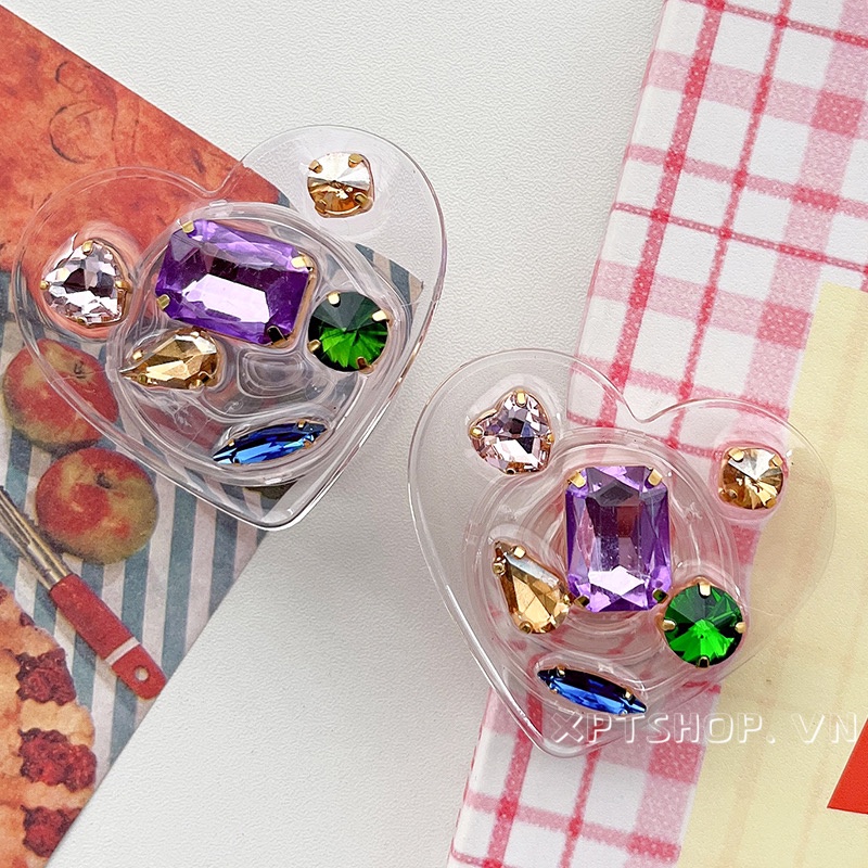 Giá Đỡ Điện Thoại Đính Đá Hình Trái Tim Thời Trang Chống Rơi