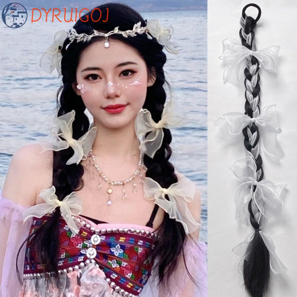 Bím Tóc Giả Thắt Nơ Bằng Sợi Tổng Hợp Chất Lượng Cao Thời Trang Dành Cho Nữ