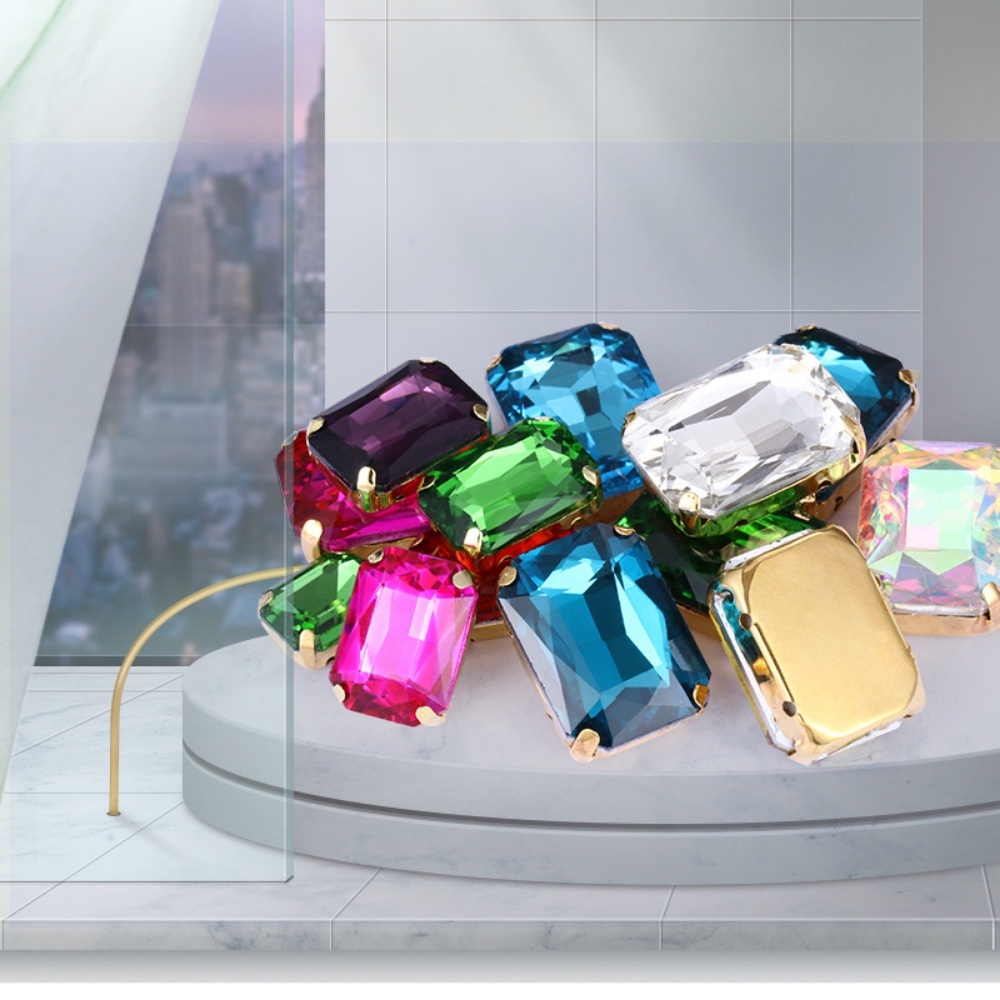 Miếng Lót Quần Áo Hình Bát Giác Đính Đá Pha Lê Lấp Lánh Thời Trang 10 * 14mm / 13 * 18mm