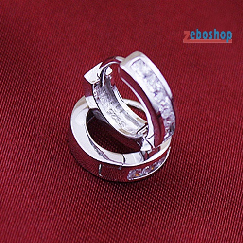 Bông Tai Mạ Bạc Dáng Tròn Nhỏ Đính Đá Thời Trang Cho Nam