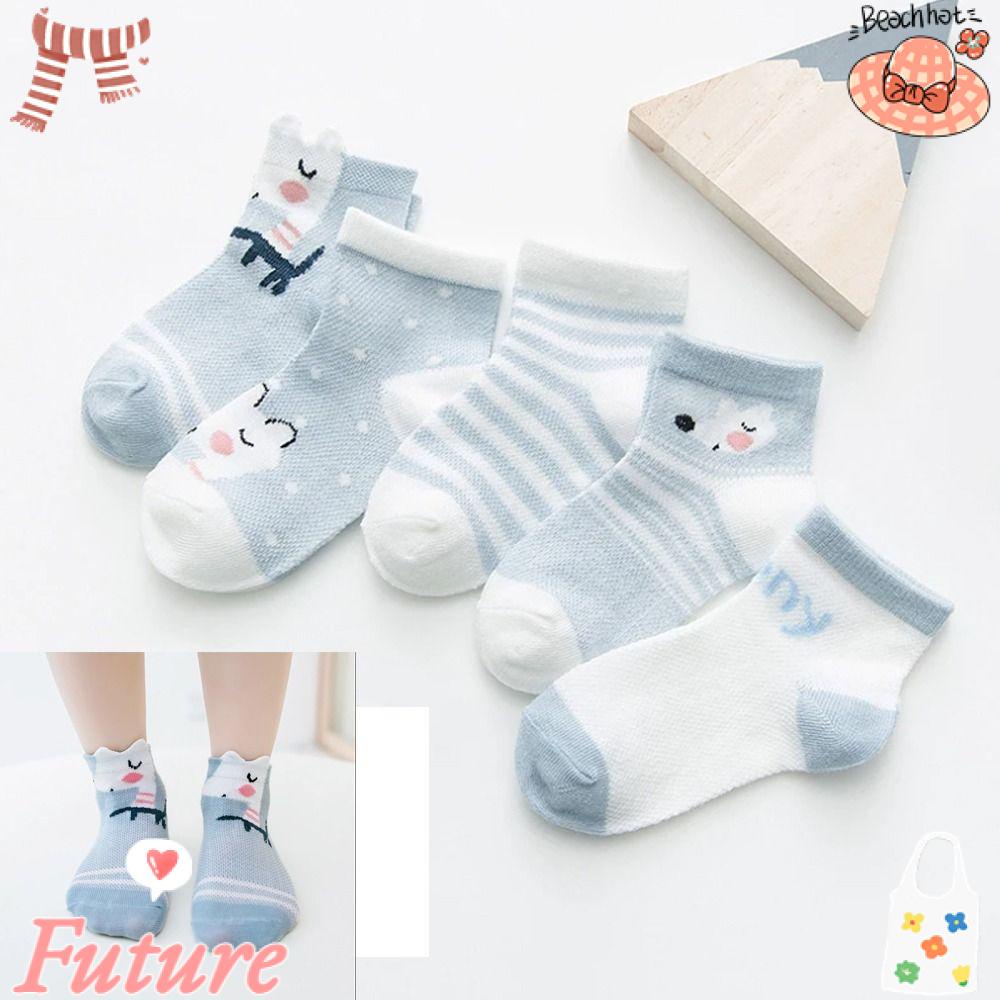 Set 5 Đôi Vớ Cotton Mềm Mại Họa Tiết Hoạt Hình Đáng Yêu Dành Cho Các Bé
