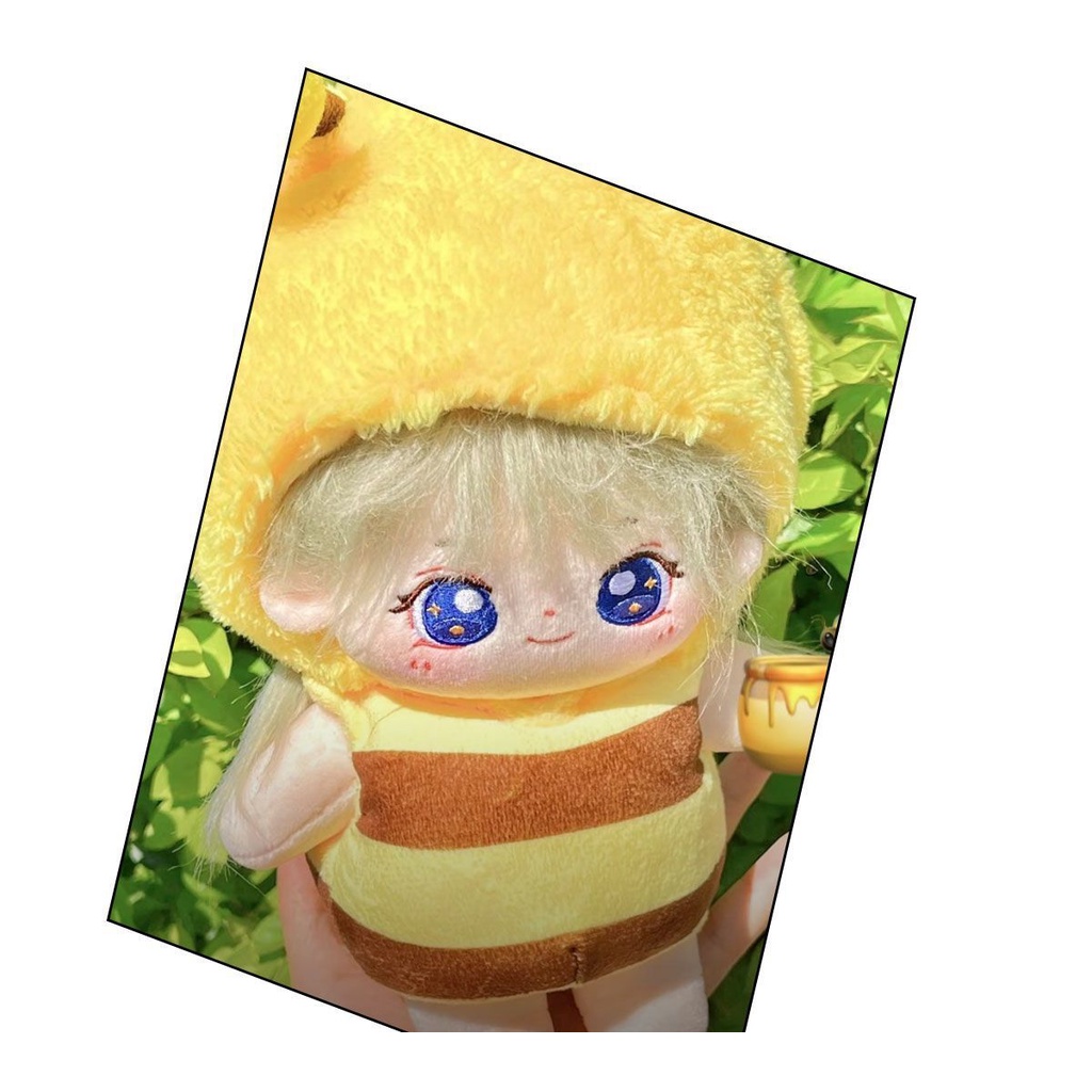 Bộ Quần Áo Cotton Hình Chú Ong Cho Búp Bê 10cm / 15cm / 20cm / 40cm