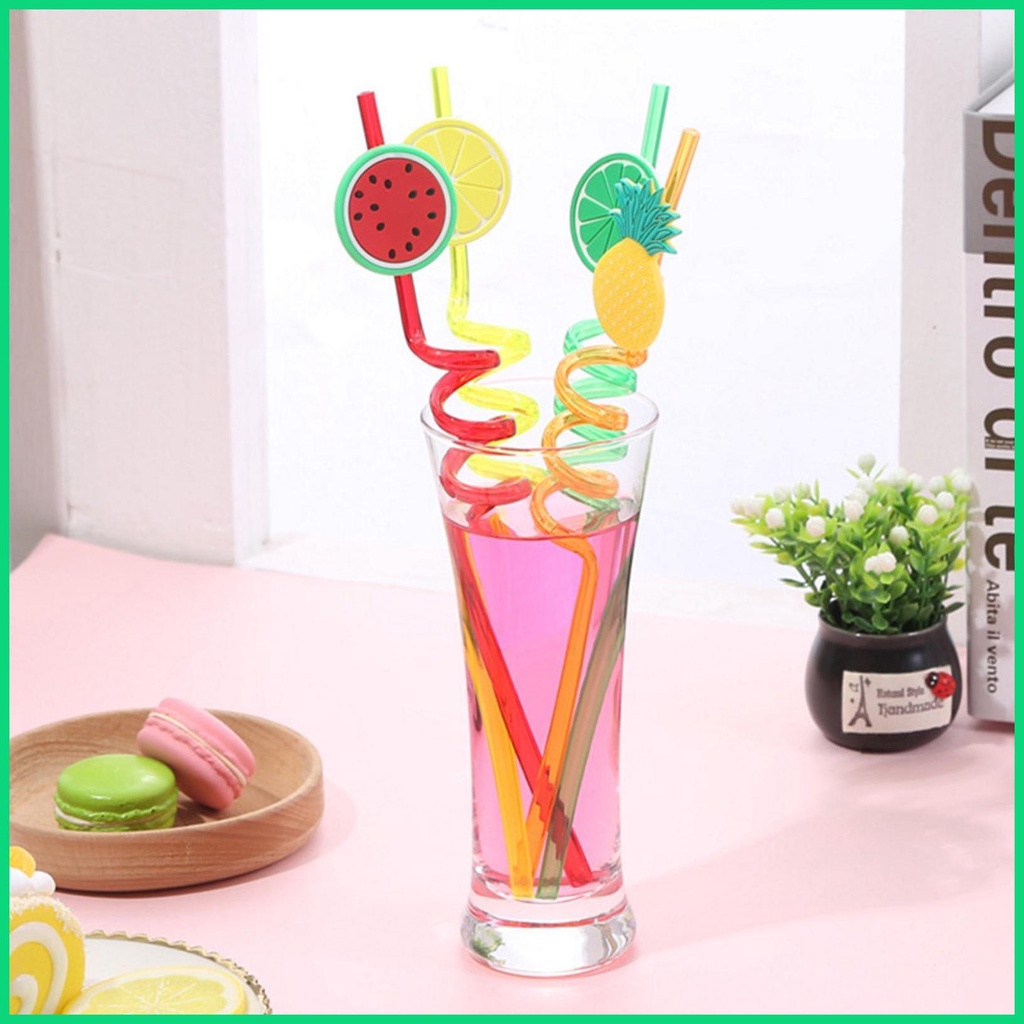Bộ 4 Ống Hút Cong Bằng PVC Họa Tiết Hoạt Hình Dễ Thương Trang Trí Tiệc Sinh Nhật Cho Bé