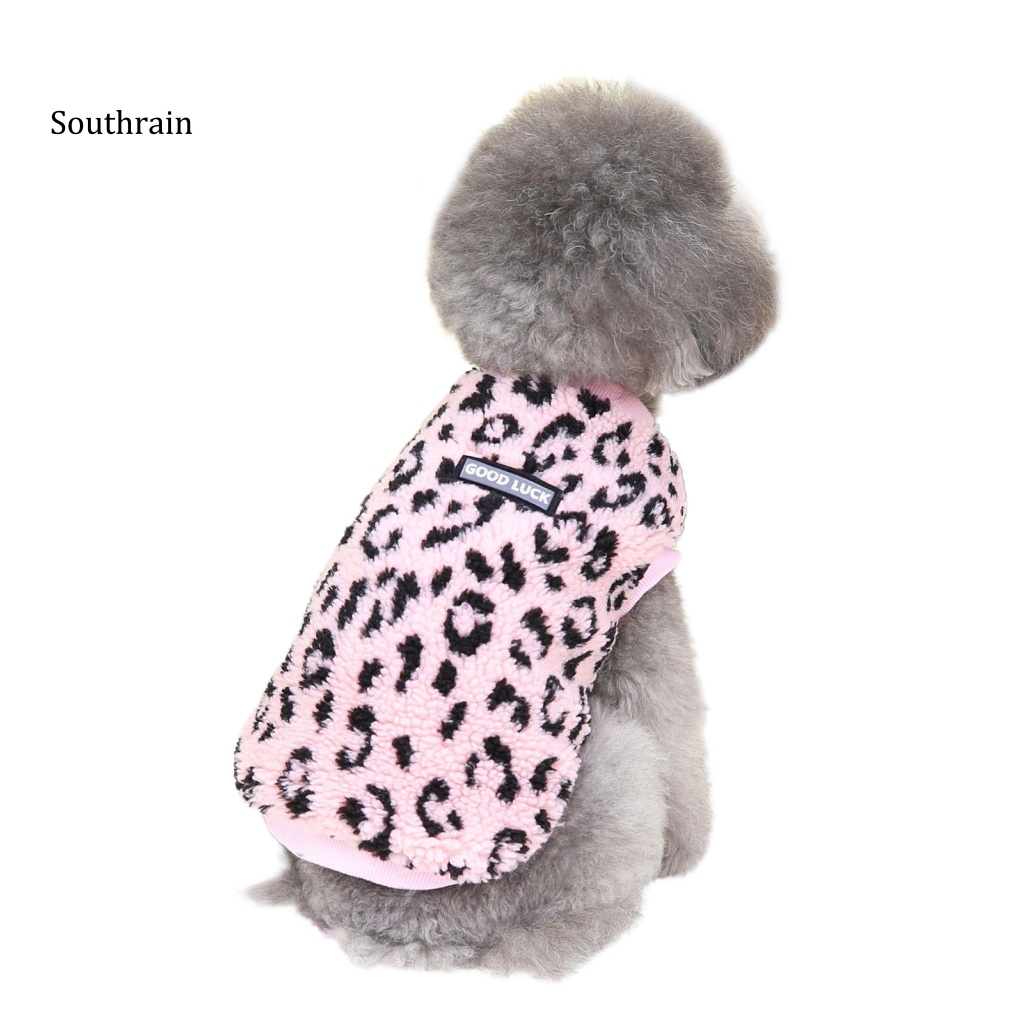 Áo Khoác Vải Polyester Mềm Giữ Ấm In Họa Tiết Da Báo Quyến Rũ Thoải Mái Cho Cún Cưng