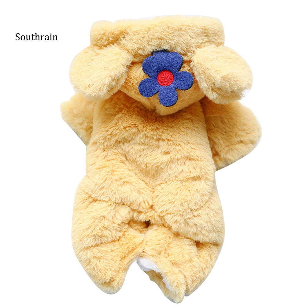 Áo Khoác Cotton Giữ Ấm In Họa Tiết Hoa Hoạt Hình Dễ Thương Thời Trang Thu Đông Cho Cún Cưng