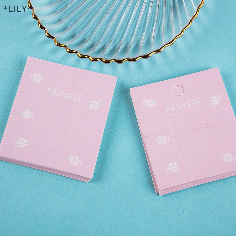 Lily 50 cái kẹp tóc màu xanh/hồng/tím/vàng 7*7cm thẻ giấy Phụ kiện tóc thẻ trưng bày trang sức kẹp tóc thời trang bao bì túi nhựa uuu
