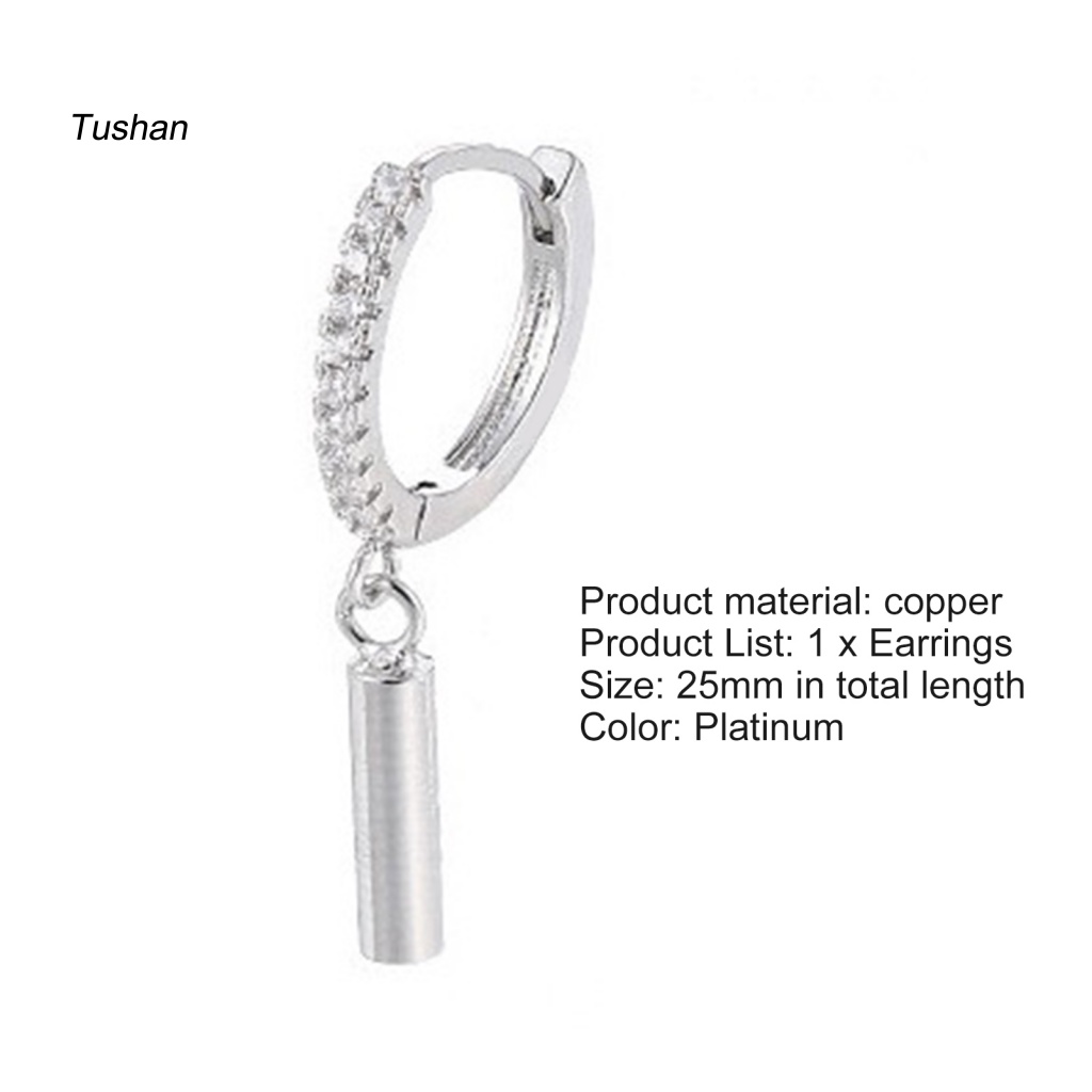 [Ts] 1 Khuyên Tai Lủng Lẳng Hình Dải Đá Zirconia Phong Cách Hàn Quốc Cho Tiệc Cưới