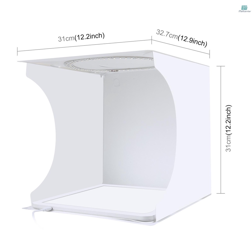 PULUZ PKT3201 31*32.7*31cm Folding LED Light Tent Desktop Photo Studio Light Box Softbox 6000K-6500K Dimmable USB Powered with 6pcs Color Backdrops &amp; Shadowless LED Light Panel for Small Product Photo