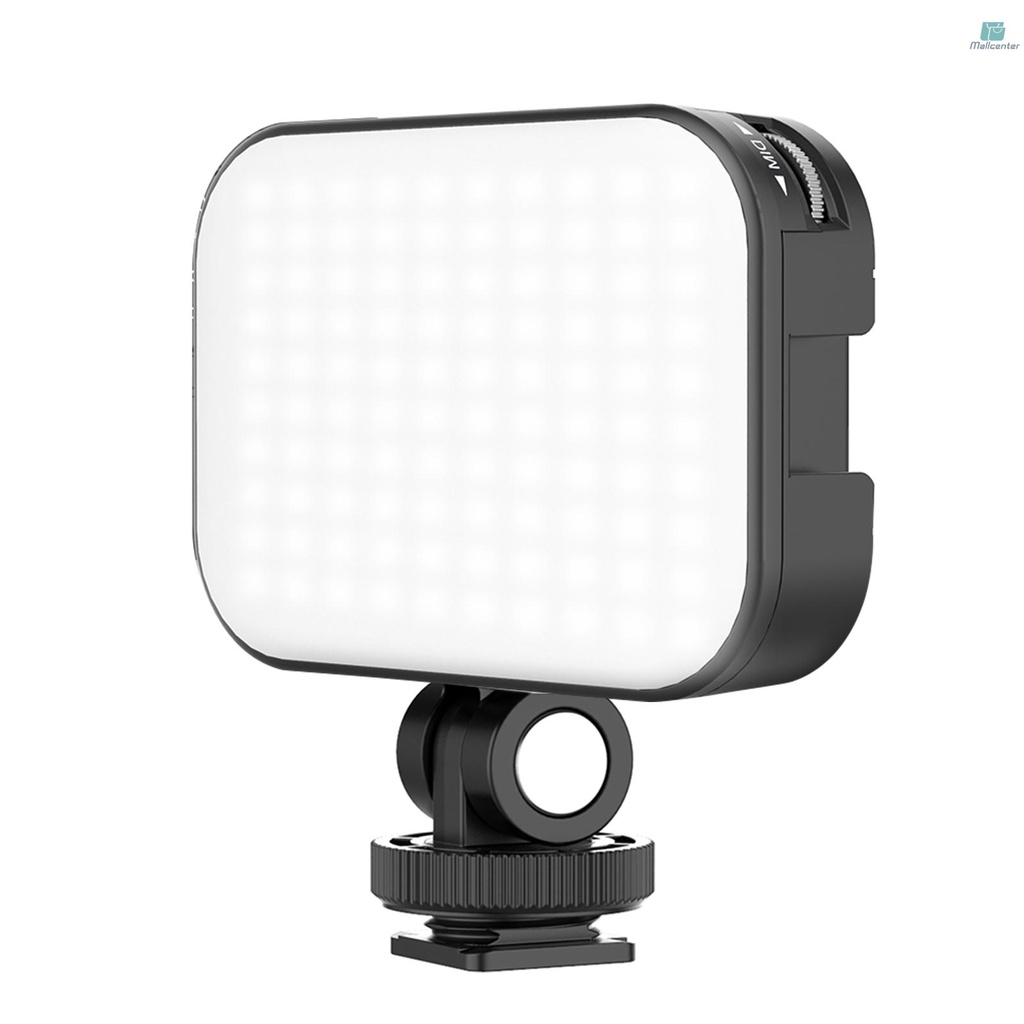 VL100C Mini Video LED Light 6W CRI95 3200K-6500K Stepless Dimmable with Triple Cold Shoe Built-in Rechargeable 2000mAh Battery