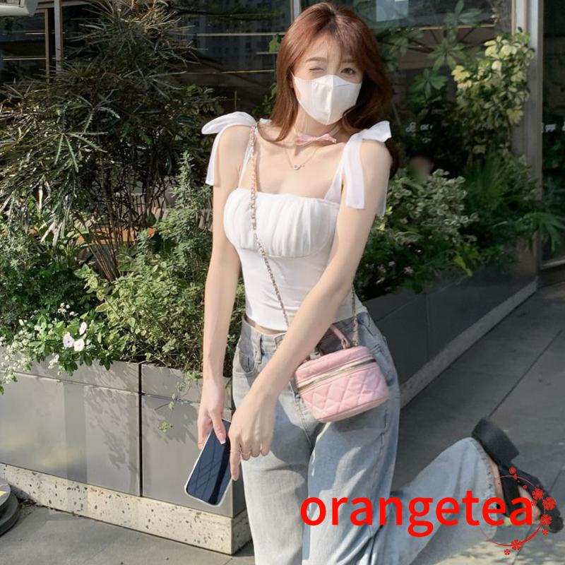 Áo Hai Dây Vải Tuyn Mỏng Cột Dây Thời Trang Mùa Hè Cho Bạn Gái