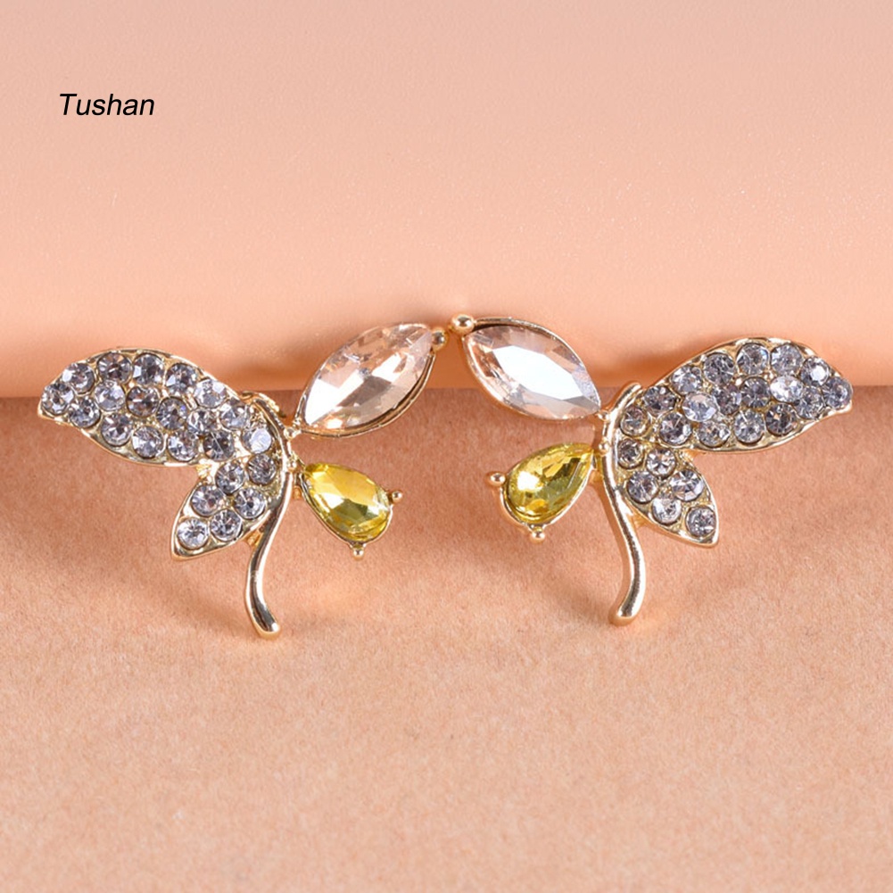 Bông Tai Hình Bướm Đính Đá Ngọt Ngào Thời Trang Dành Cho Nữ