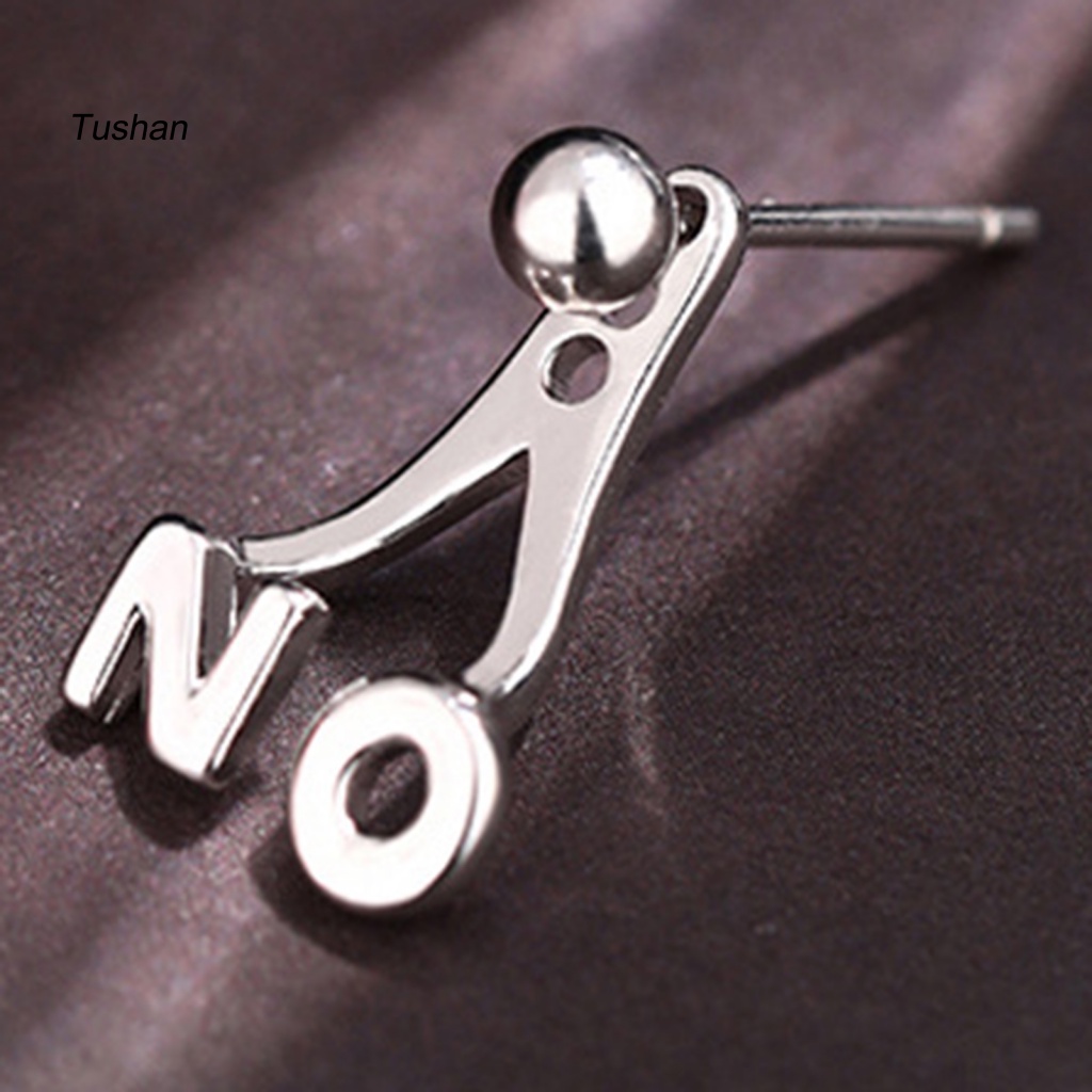 1 Đôi Bông Tai Hình Chữ Cái Tiếng Anh Thiết Kế Bất Đối Xứng Siêu Nhẹ Thời Trang Cho Nữ