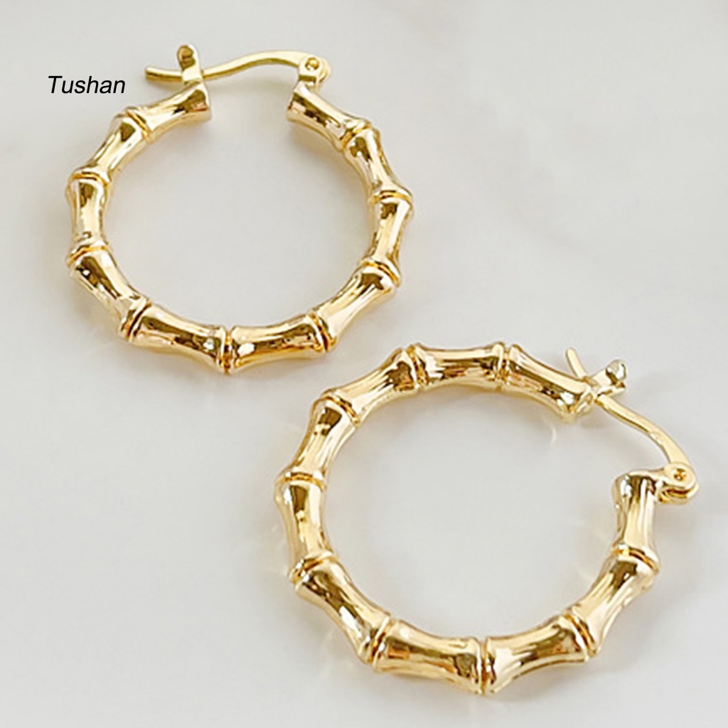 1 Đôi Bông Tai Hình Tròn Bằng Tre Thời Trang Dành Cho Nữ