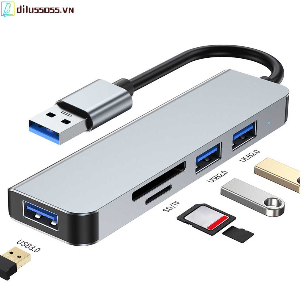 Bộ Hub USB 3.0 5 Trong 1 Hỗ Trợ TF / PD Cho Laptop