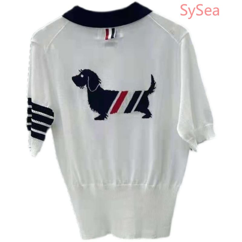 Áo Polo Dệt Kim Phong Cách Hàn Quốc Thời Trang Mùa Hè Xinh Xắn Cho Nữ