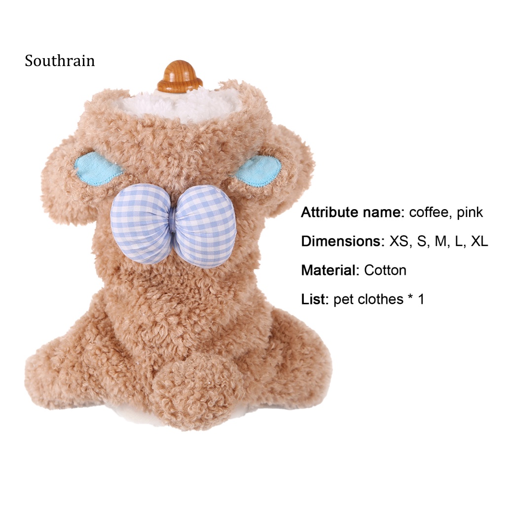 Áo liền quần Giữ Ấm Mùa Đông Thiết Kế Thắt Nơ Đáng Yêu Thoải Mái Cho Thú Cưng