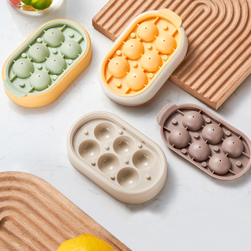 Khuôn silicone Làm Đá Viên 6 Ngăn Tiện Lợi