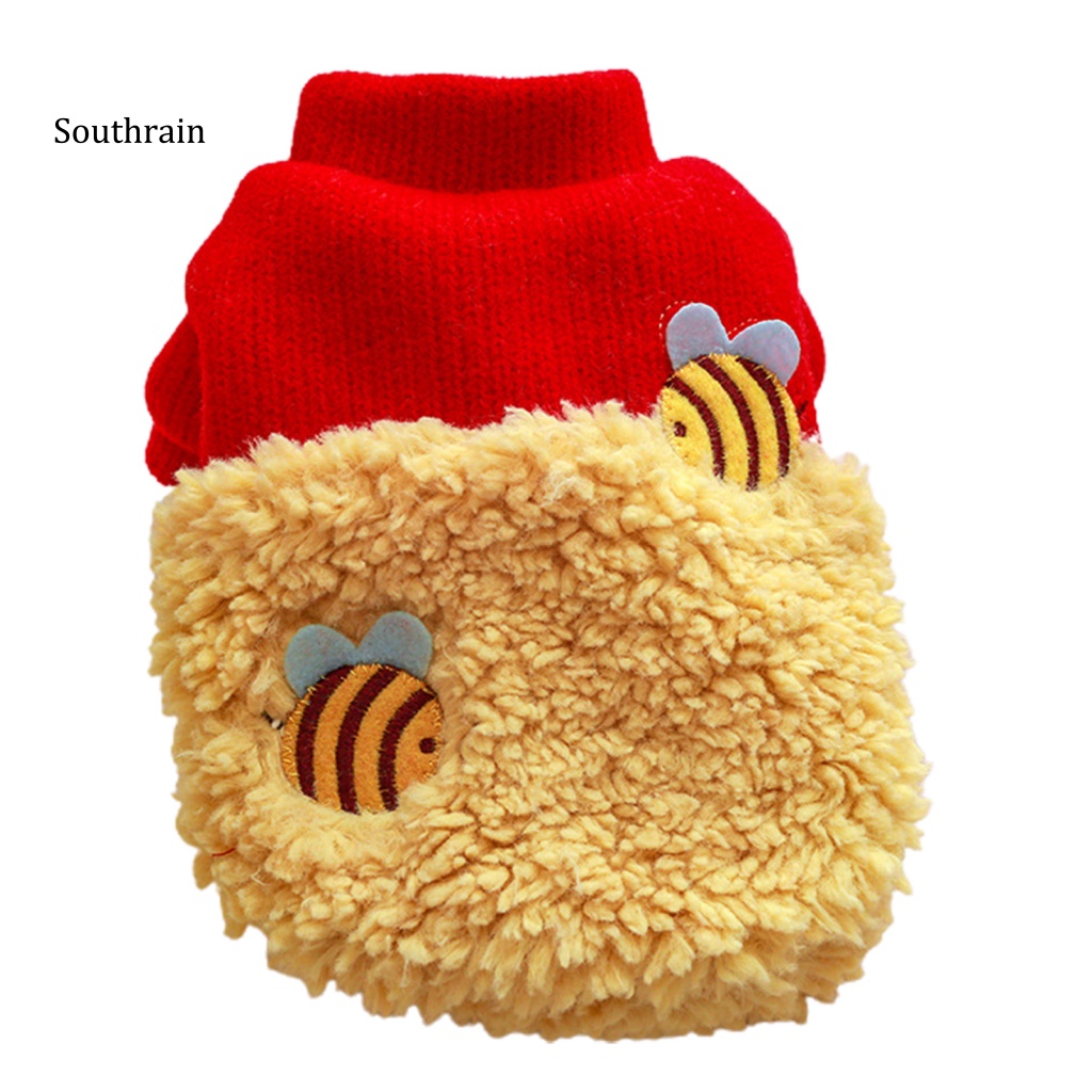 Áo Sweater Dệt Kim Dày Hai Màu Giữ Ấm Cho Thú Cưng