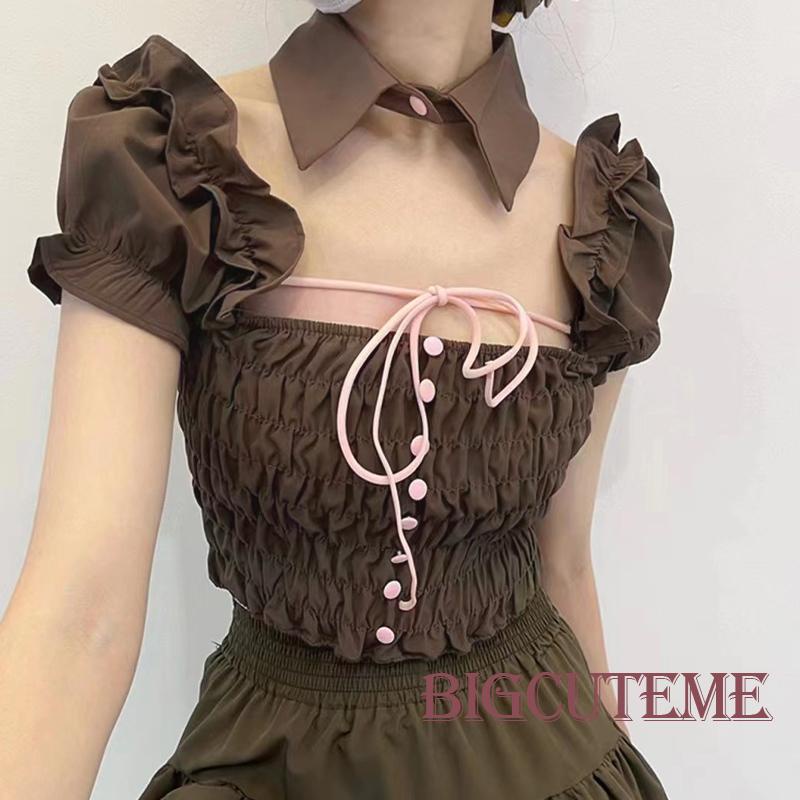 Áo Croptop Trễ Vai Tay Ngắn Thời Trang Mùa Hè Xinh Xắn Cho Nữ