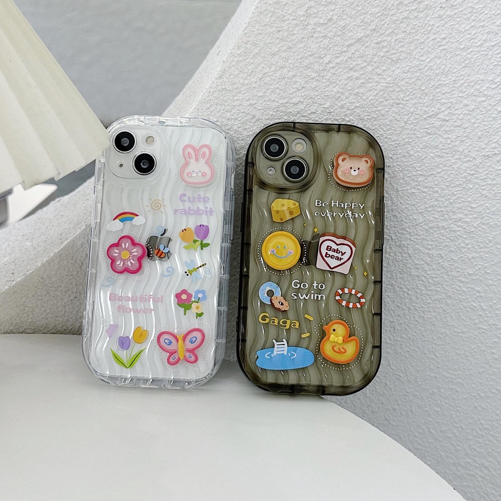 Ốp Điện Thoại TPU Mềm Trong Suốt Họa Tiết Hoạt Hình Có Túi Khí Bảo Vệ Camera Cho iPhone 13 12 11 Pro Max 14 Plus