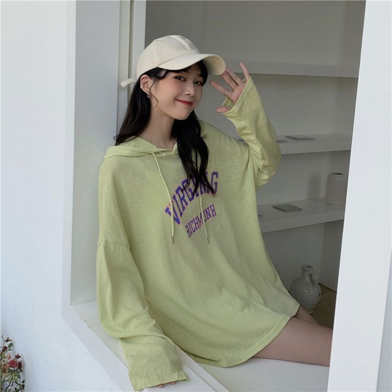 Áo Thun Tay Dài Có Nón Chống Nắng Phong Cách Hàn Quốc