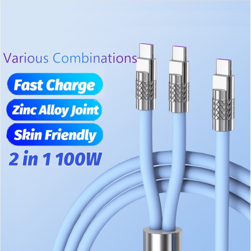 Dây Cáp Sạc / Truyền Dữ Liệu 2 Trong 1 100W 6A Đầu Usb Type C Tối Đa 6.0mm Cho iPhone Huawei