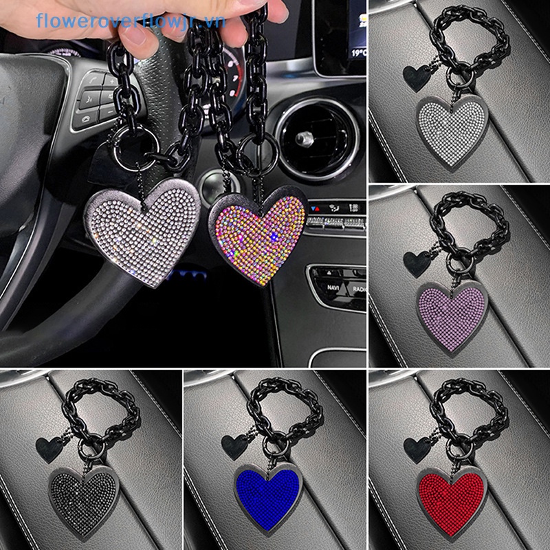 1 Móc Khóa Hình Trái Tim Đính Đá Phối Da Sợi Nhỏ Thời Trang Cho Nữ