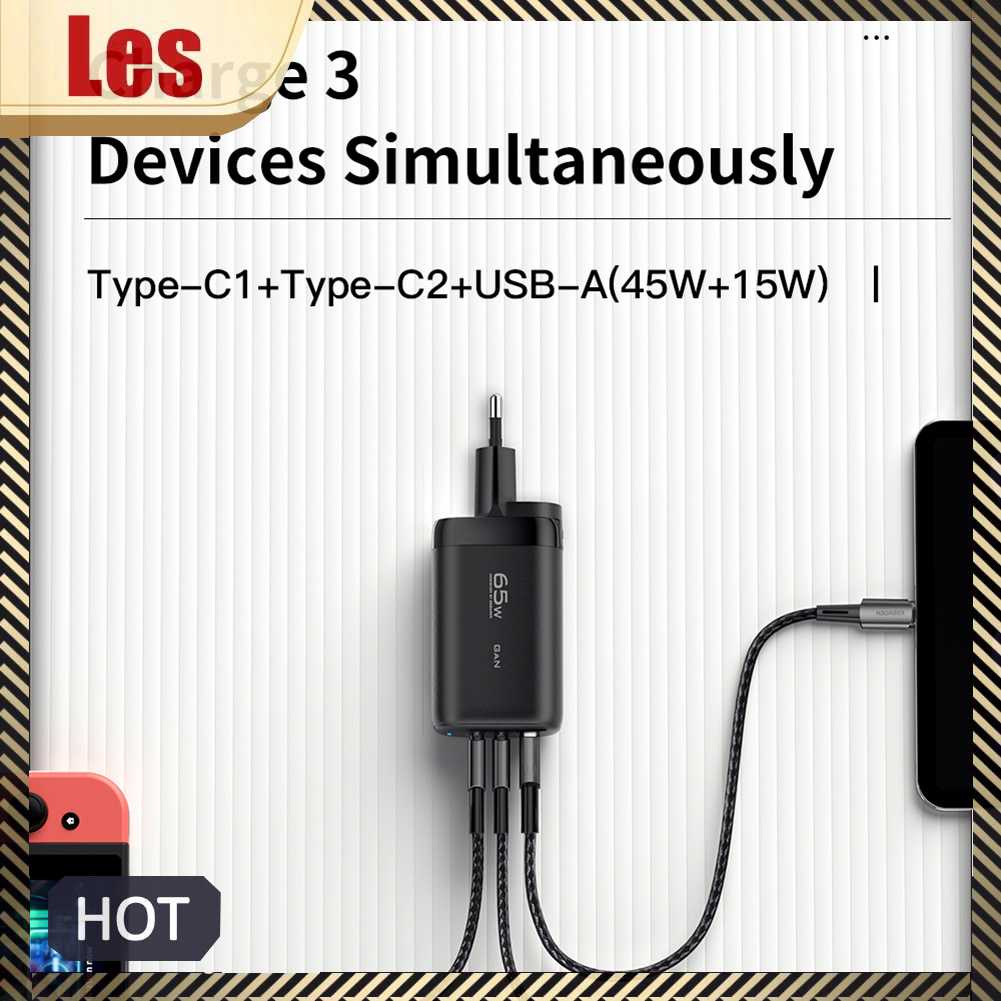 Bộ SạC 2 CổNg USB LoạI C 65W + 1 ĐầU CắM USB-A Cho Ipad / ĐiệN ThoạI / Tai Nghe / PS5