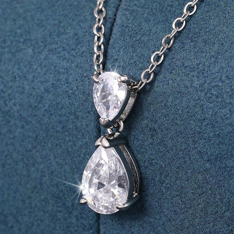 Ygt Vòng cổ Đính Đá Zircon Hình Quả Lê Đơn Giản Thanh Lịch Thời Trang Dành Cho Nữ