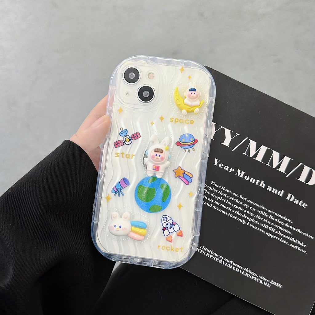 Ốp Điện Thoại Dẻo Trong Suốt Họa Tiết Hoạt Hình Chú Thỏ / Hành Tinh Độc Đáo Cho iPhone 13 12 11 Pro Max 14 Plus