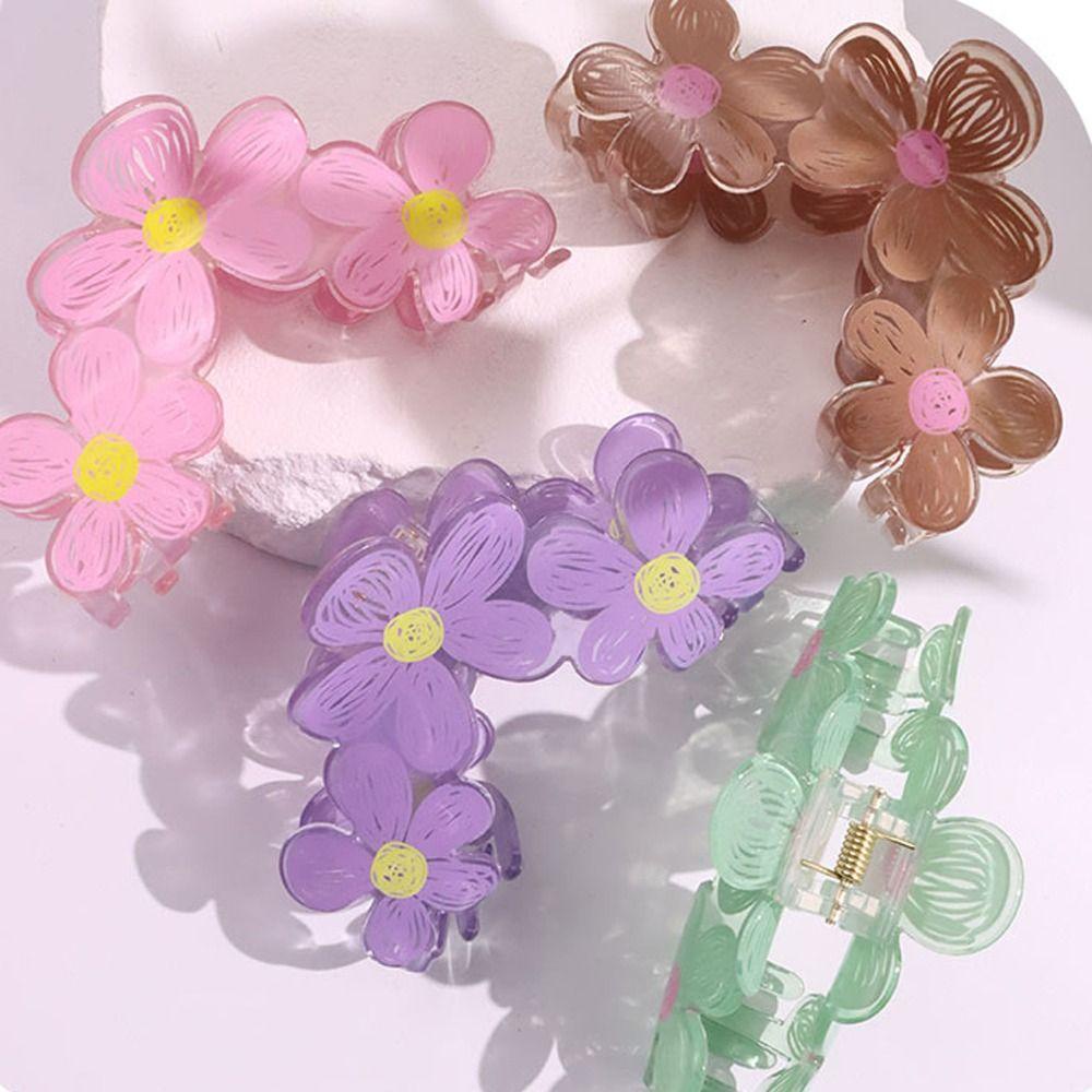 Kẹp Tóc Đuôi Ngựa Cỡ Lớn Họa Tiết Hoa / Cá Mập Kiểu Hàn Quốc Xinh Xắn Cho Bạn Gái WMES15H