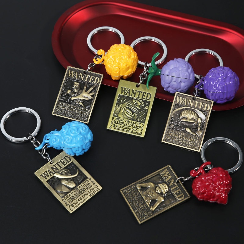 Móc Khóa Kim Loại Hình Trái Cây Ác Quỷ Và Luffy Ace Blackbeard Wanted Dùng Làm Quà Tặng Sinh Nhật