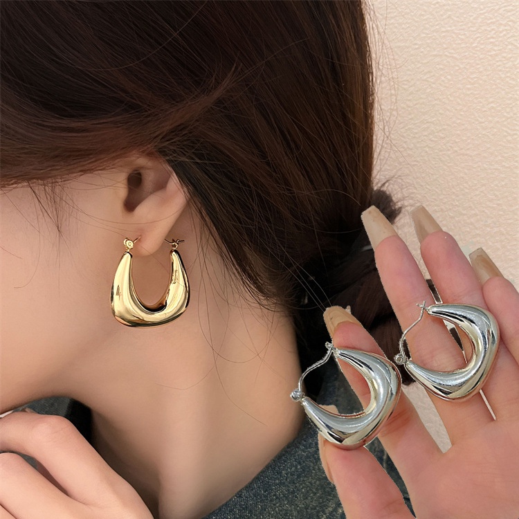 Bông Tai Hình Chữ U Bằng Hợp Kim Đồng Phong Cách Hàn Quốc Tinh Tế Cho Nữ