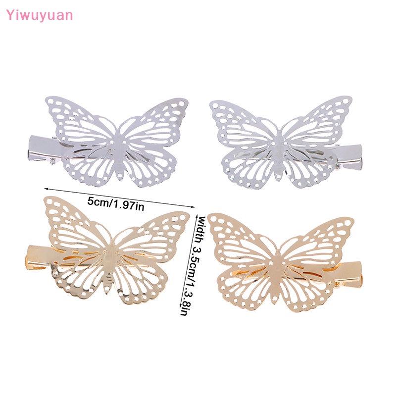 Bộ 2 Kẹp Tóc Kim Loại Hình Bướm Thời Trang Cho Nữ