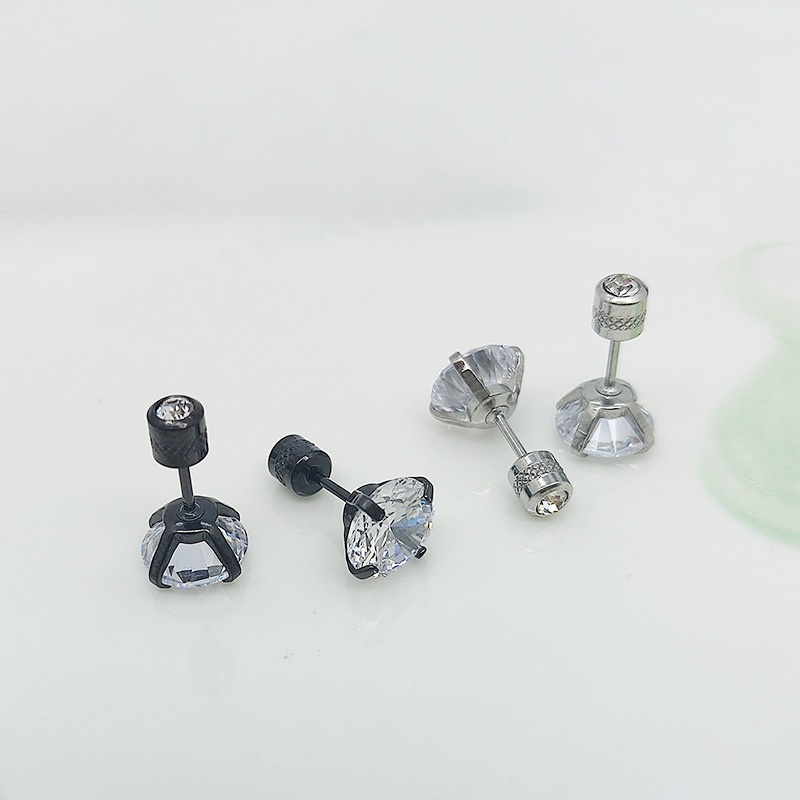 1 Khuyên Tai Thép Không Gỉ Đính Đá Zircon Màu Vàng Đồng KBE215
