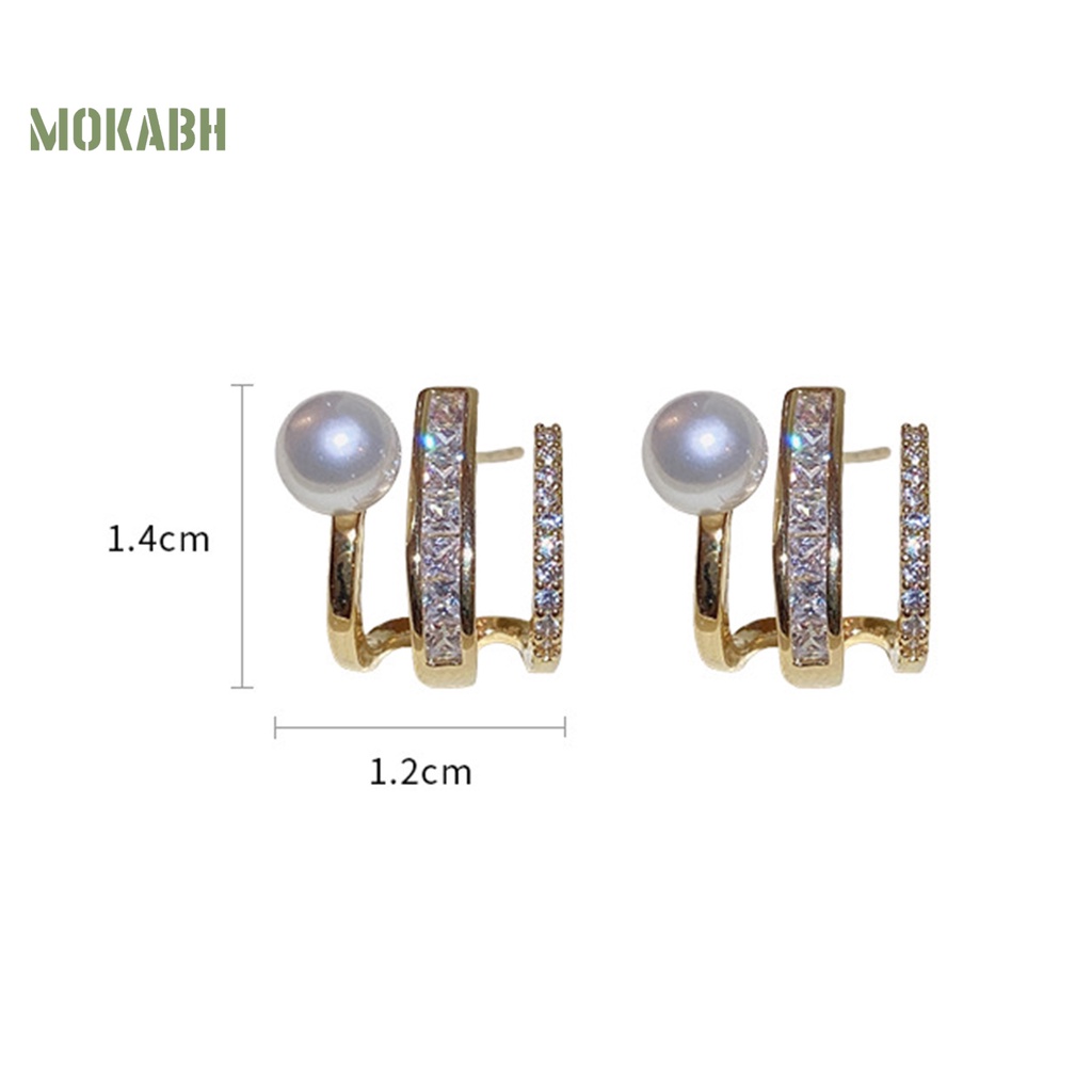 1 Đôi Bông Tai Đính Đá Ngọc Trai Giả Thời Trang Dành Cho Nữ