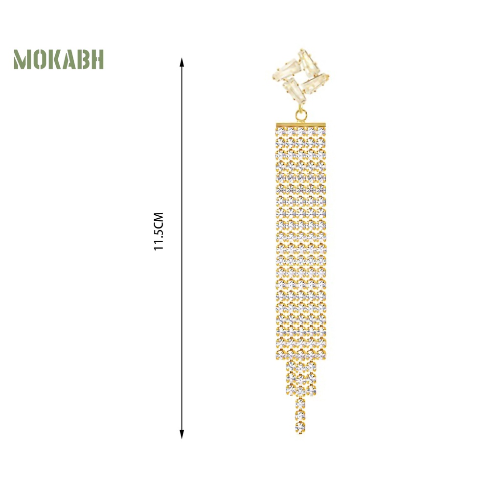 1 Đôi Bông Tai Dáng Dài Đính Đá Thời Trang Dành Cho Nữ