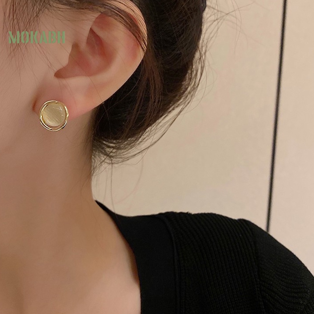 1 Đôi Bông Tai Hình Mắt Mèo Đính Đá Mắt Mèo Lấp Lánh Dành Cho Nữ