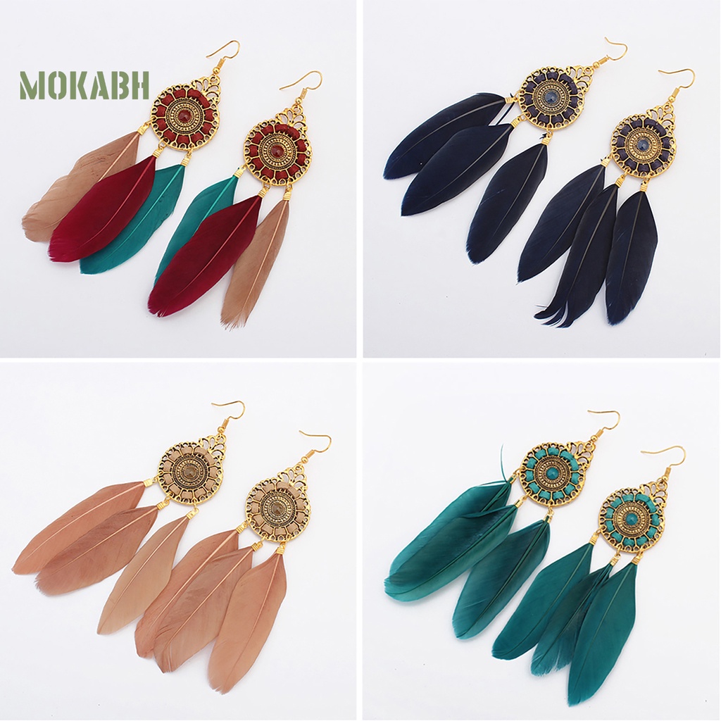 Bông Tai Lông Vũ Trang Nhã Phong Cách Vintage