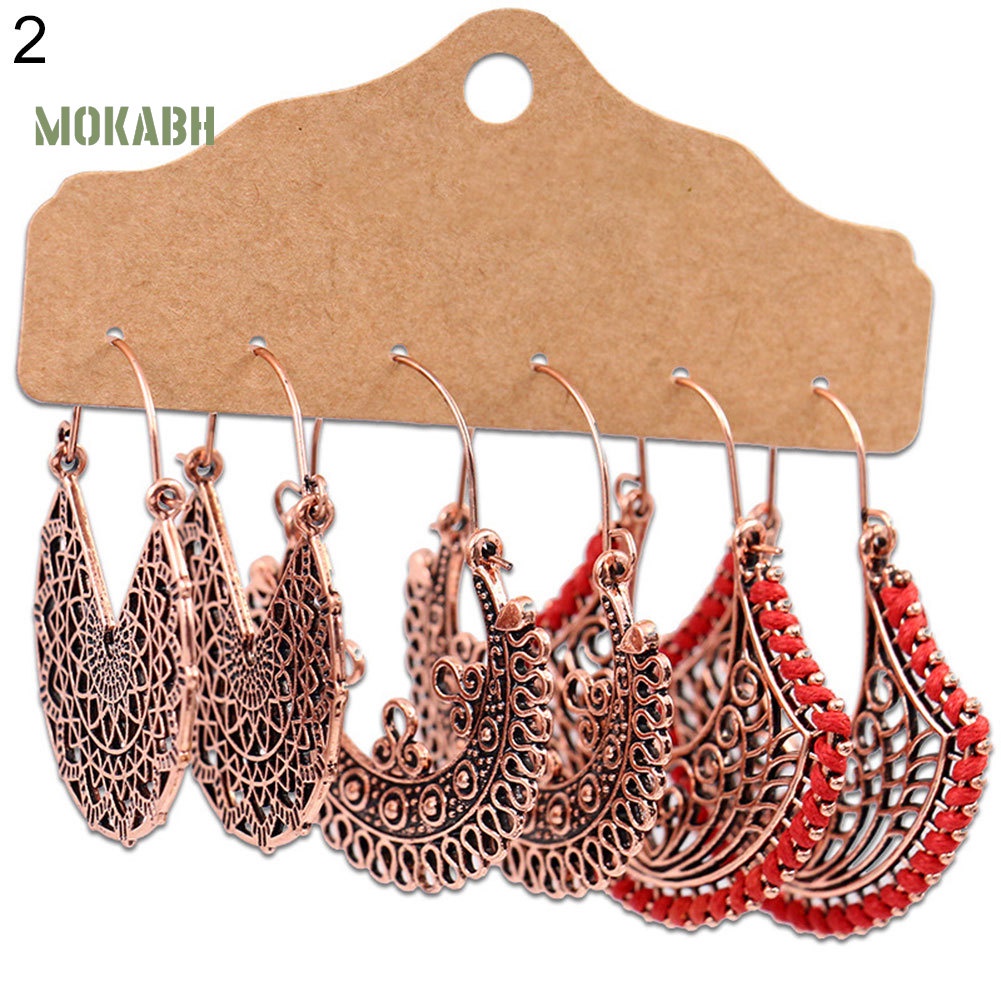 Set 3 Đôi Bông Tai Dạng Móc Hình Tròn / Vỏ Sò Thời Trang Dự Tiệc Cho Nữ