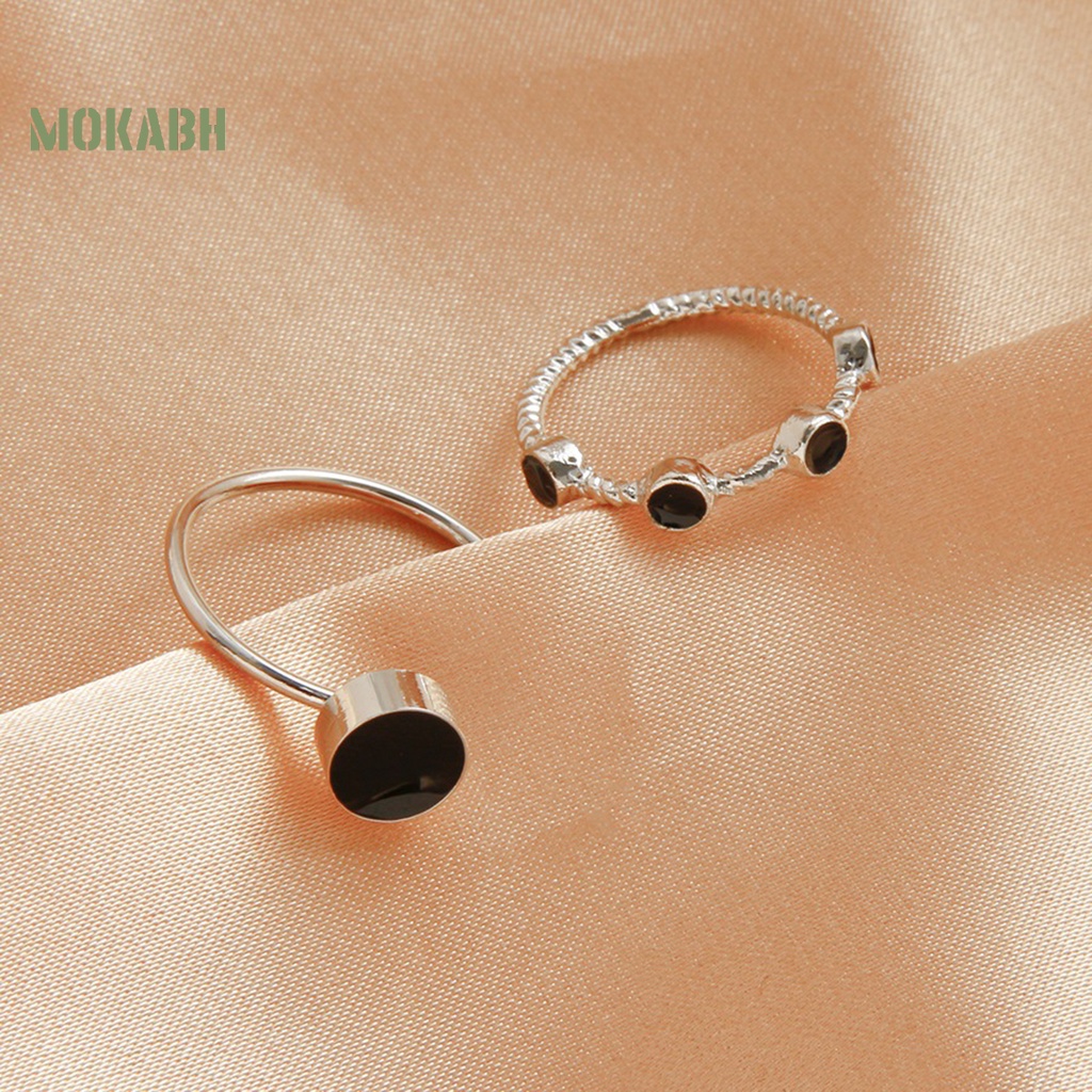 Set 4 Nhẫn Đeo Đốt Ngón Tay Bằng Bạc Phong Cách Hình Học Màu Sắc Mượt Mà Điều Chỉnh Được Dành Cho Nữ