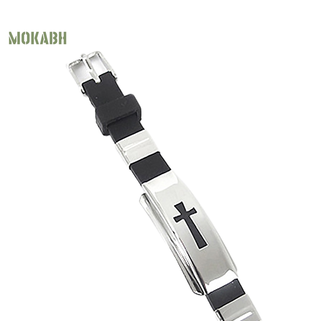 Vòng Đeo Tay Bằng Thép Không Gỉ Họa Tiết Chữ Thập Unisex