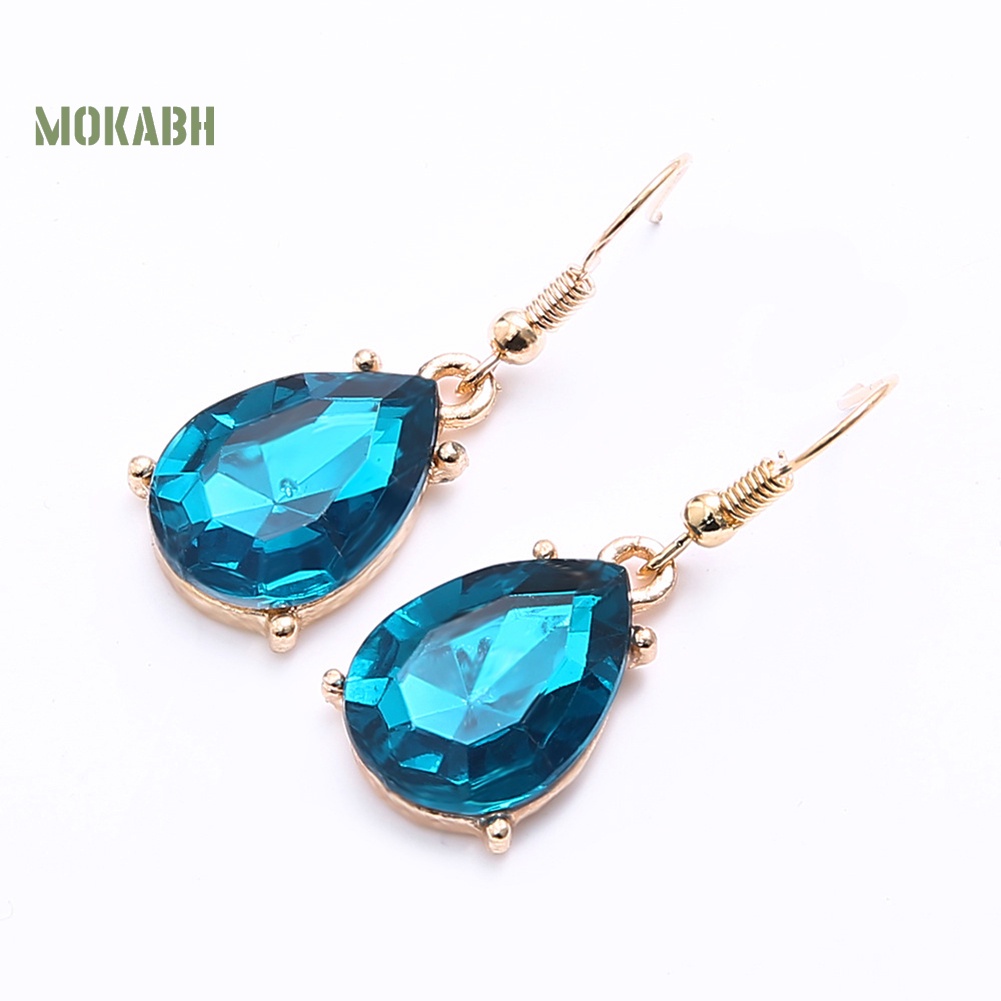 Set 2 Vòng cổ + Bông Tai Đính Đá Hình Giọt Nước