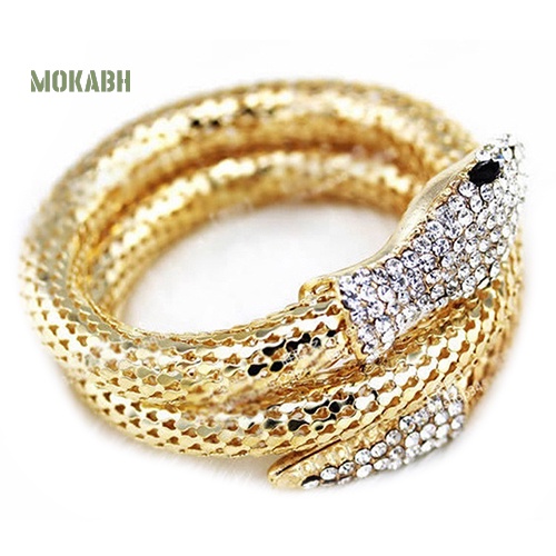 Vòng Đeo Tay Hình Rắn Đính Đá Co Giãn Phong Cách Punk Cổ Điển