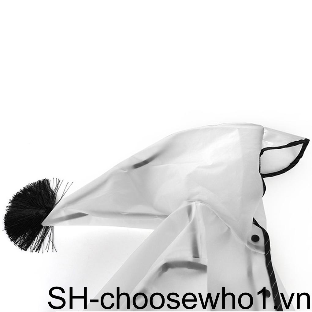 Áo Mưa Trong Suốt Bằng EVA Có Mũ Trùm Phối Tua Rua Thời Trang Cho Bé